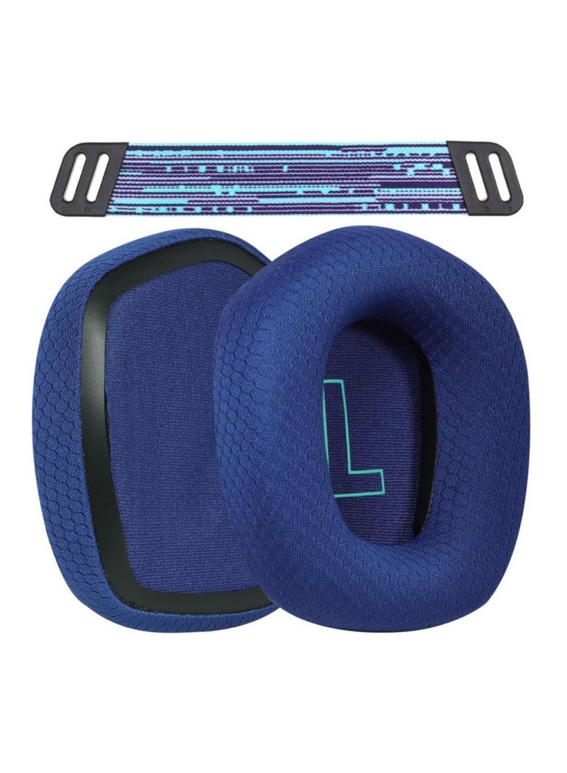 Replacement Memory Foam Ear Pads Headband Cushion for Logitech G733 Breathable Mesh Earmuffs, Comfortable Repair Parts (2 Earpads + 1 Headband) Blue  - Image 1