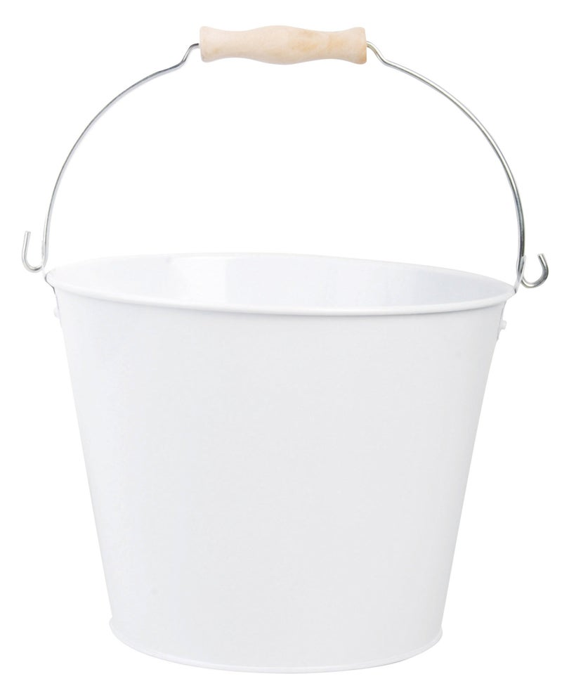 Esschert Design USA White Metal Bucket with Wood Handle (RD23) - Image 1