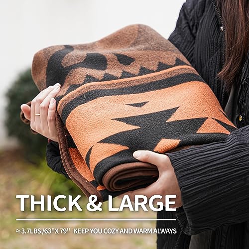 ACUSHLA Merino Wool Blanket - Soft Warm Thick Washable Large Bed Couch Camping Outdoor Travel Throw Blanket All Seasons, Flame Brown 79X63 - Image 4