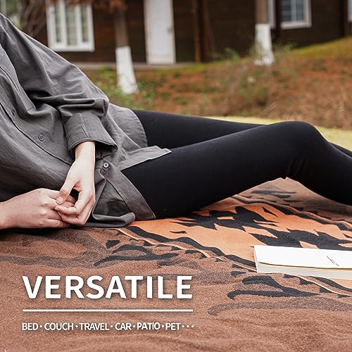 ACUSHLA Merino Wool Blanket - Soft Warm Thick Washable Large Bed Couch Camping Outdoor Travel Throw Blanket All Seasons, Flame Brown 79X63 - Image 5