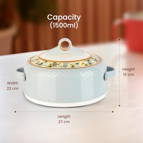 Nayasa Coral Insulated Inner Stainless Steel Casserole- 1500 ML | Serving Bowl with Lid | Hot Pot for Kitchen | Roti Box | Grey - Image 3