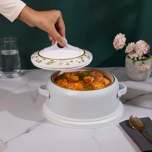 Nayasa Coral Insulated Inner Stainless Steel Casserole- 1500 ML | Serving Bowl with Lid | Hot Pot for Kitchen | Roti Box | Grey - Image 4