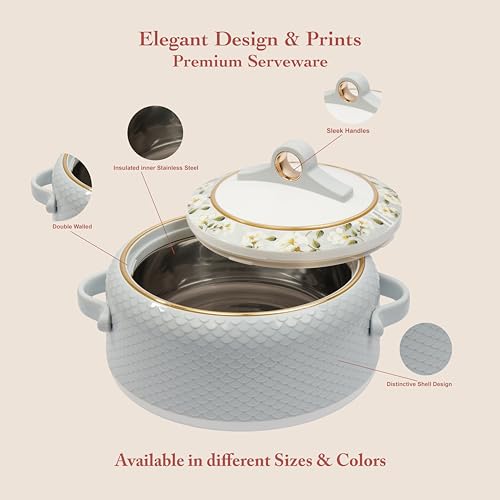 Nayasa Coral Insulated Inner Stainless Steel Casserole- 1500 ML | Serving Bowl with Lid | Hot Pot for Kitchen | Roti Box | Grey - Image 2