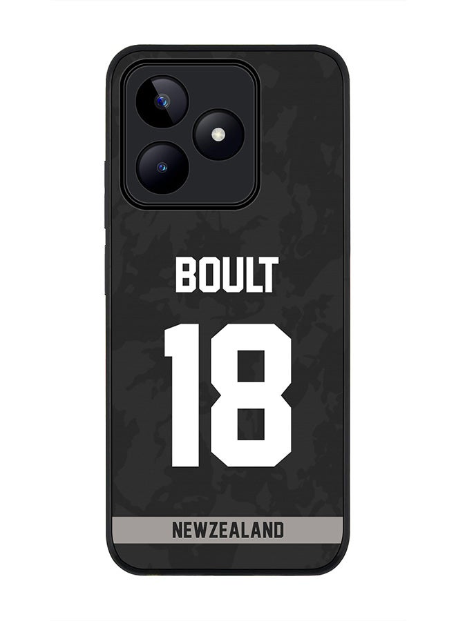 Stylizedd Rugged Black edge case for Realme C53, Slim fit Soft Case Flexible Thin Cover- Team New zealand Trent Boult, Jersey No 18 - Image 1