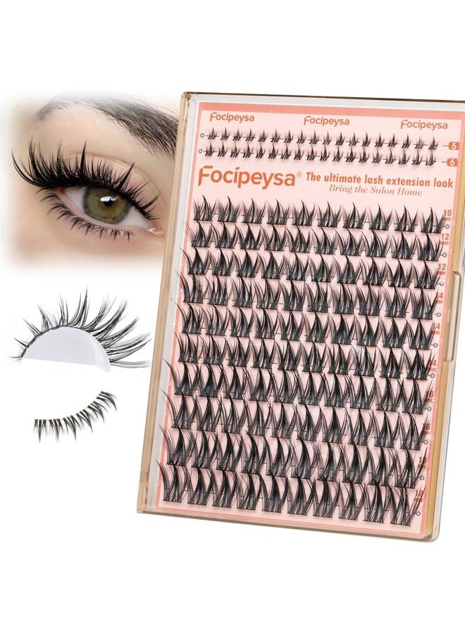 Focipeysa Natural Eyelash Clusters Spiky Lash Clusters 120 PCS Lashes Extensions with Bottom Lashes 8-16mm CD Curly Individual Lash Clusters Wispy DIY Lash Extension at Home - Image 1