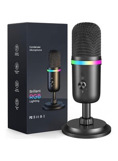 Gaming Microphone Condenser Usb Microphone For Pc Mac Ps4 Ps5 Phone Cardioid Mic With Brilliant Rgb Lighting Headphone Output Volume Control Mute Button For Streaming Podcast