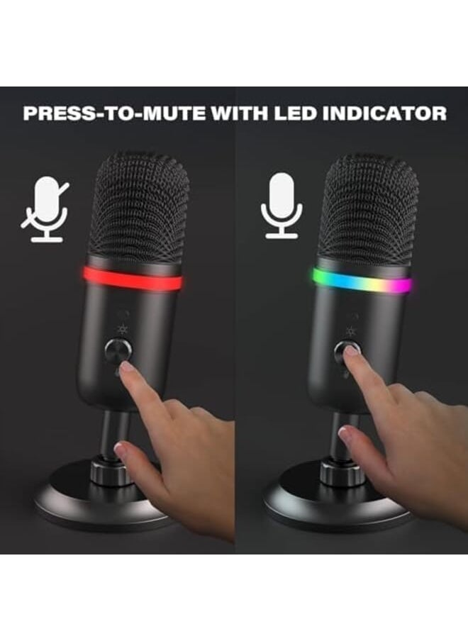 LINJIE - Gaming Microphone Condenser Usb Microphone For Pc Mac Ps4 Ps5 Phone Cardioid Mic With Brilliant Rgb Lighting Headphone Output Volume Control Mute Button For Streaming Podcast - Image 1