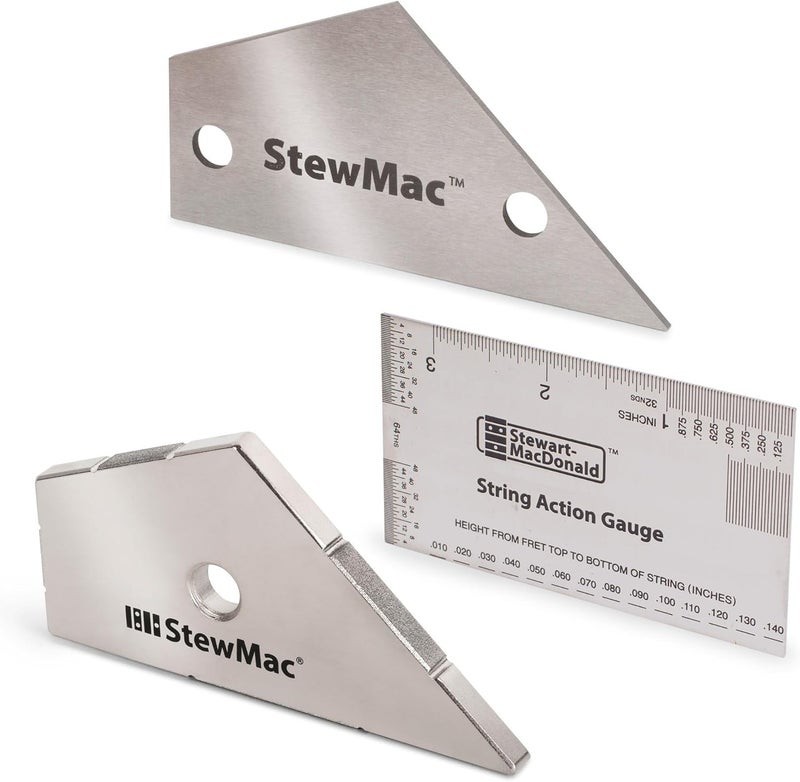 StewMac Store Precision Fret Guitar Tool Trio, Imperial – String Action Gauge, Fret Rocker, Fret Kisser for Guitar Setup & Repair - Image 1