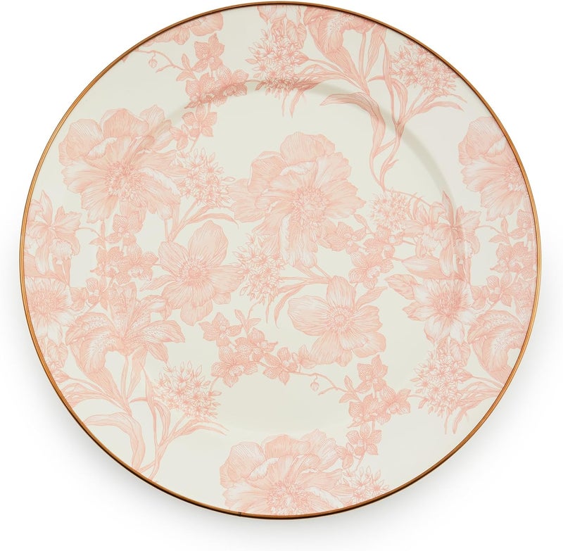 mackenzie childs MACKENZIECHILDS Enamel Charger Plate Decorative Plate for Home Decor 12 Inches Rosy English Garden - Image 1