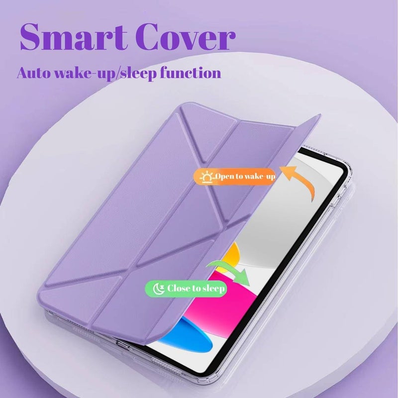 Vurtboly Case Compatible with iPad (A16) 11th Generation 11“2025/ 10th Generation 10.9" 2022 with Pencil Holder, 6-in-1 Y-Shaped Trifold Stand, Slim Acrylic Hard Shell Back Protective Cover (Purple) - Image 2
