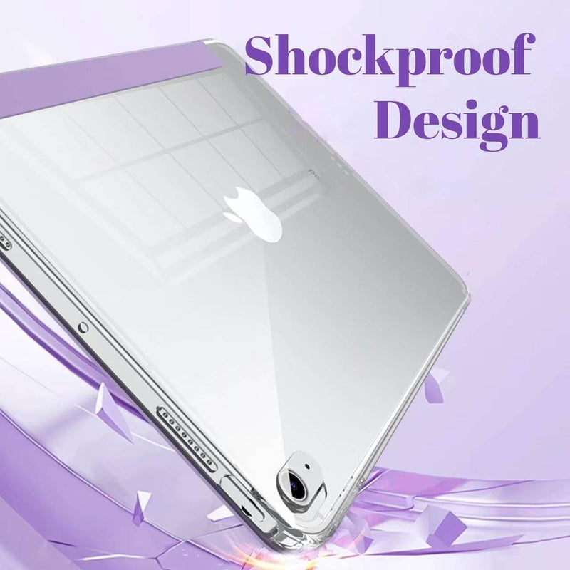 Vurtboly Case Compatible with iPad (A16) 11th Generation 11“2025/ 10th Generation 10.9" 2022 with Pencil Holder, 6-in-1 Y-Shaped Trifold Stand, Slim Acrylic Hard Shell Back Protective Cover (Purple) - Image 5