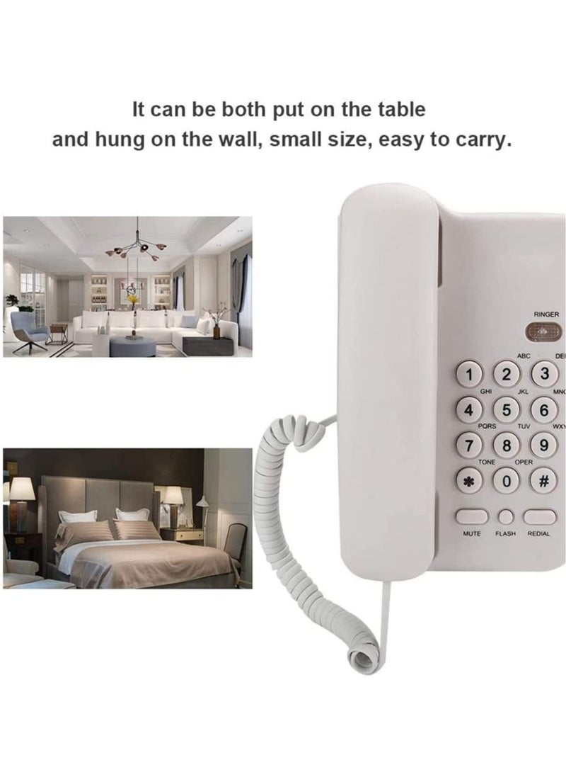 Landline Corded Telephone, No AC Power Required Wired, Retro Classical , Big Button for Hotel Home Office, for KX T3026CID Basic(White) - Image 3