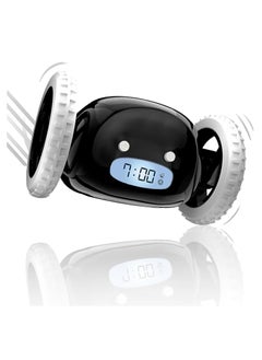 GUDOO Digital Alarm Clock Loud Alarm Clock with Wheels for Heavy Sleepers Adults Kids Teens Bedroom Run Away Annoying Jump Roll Digital- Funny Gift Black  - Image 1
