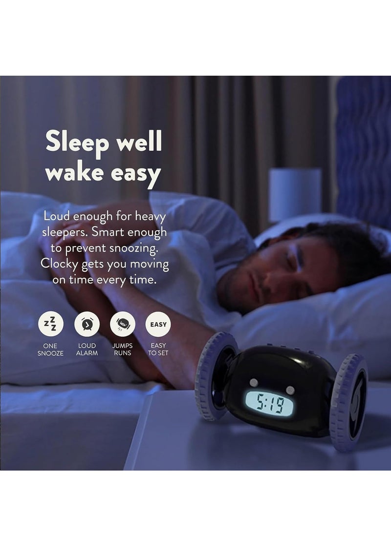 GUDOO Digital Alarm Clock Loud Alarm Clock with Wheels for Heavy Sleepers Adults Kids Teens Bedroom Run Away Annoying Jump Roll Digital- Funny Gift Black  - Image 2