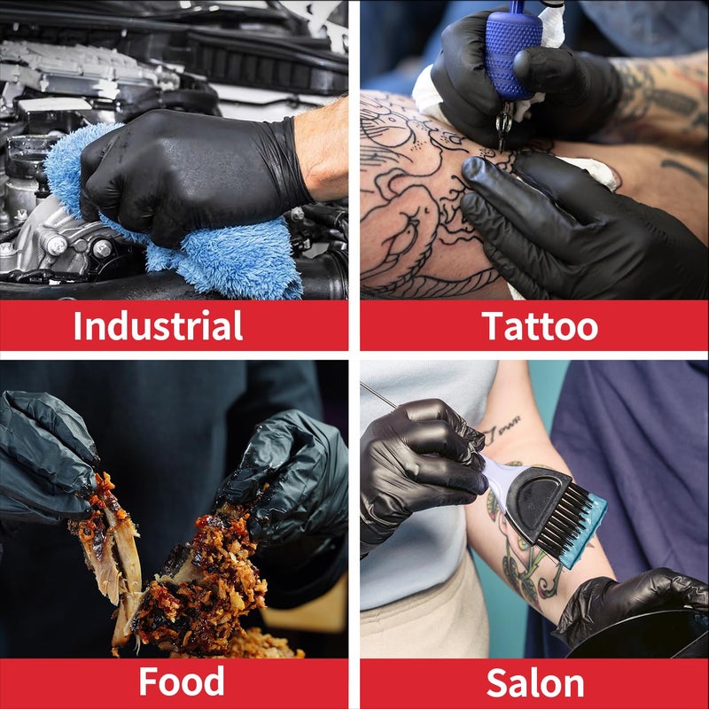 Supmedic Black Nitrile Exam Gloves, 5 Mil Chemical Resistant Powder-Free Food Safe Disposable Medical Glove 100Pcs (Medium) - Image 5