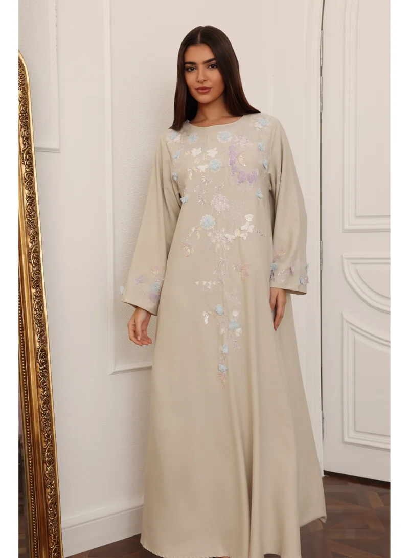 IKKXA Sand Pastel Blossom Jalabiya IK1114 Beige