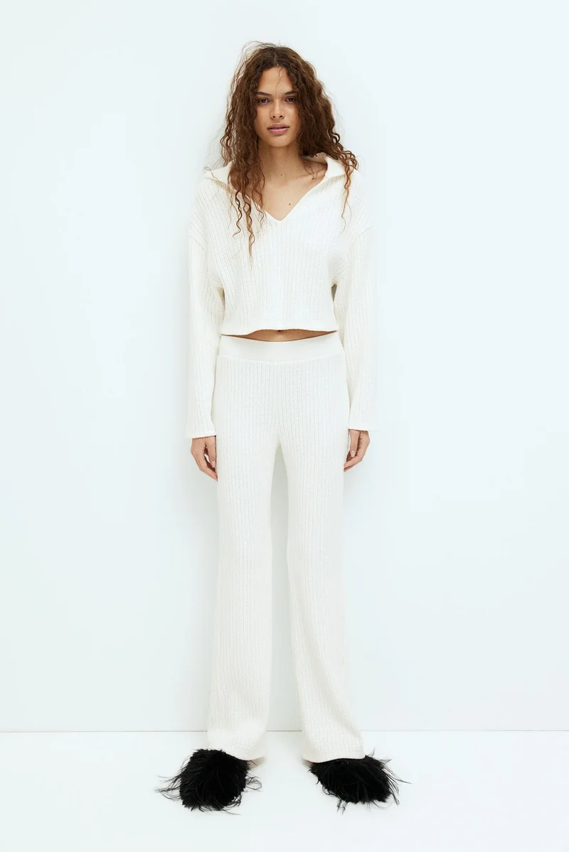 H&M Flared cable-knit look trousers