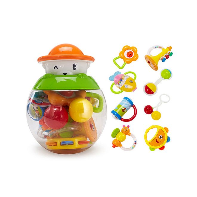 Goodway Baby Toys Rattle Teething Orange and Green - 8 Pieces - Image 1