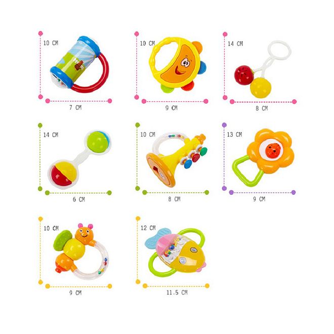 Goodway Baby Toys Rattle Teething Orange and Green - 8 Pieces - Image 5