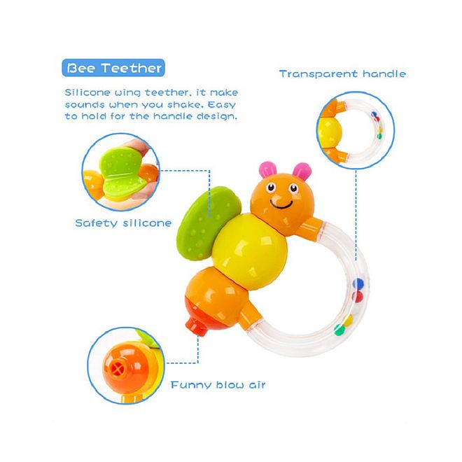 Goodway Baby Toys Rattle Teething Orange and Green - 8 Pieces - Image 4