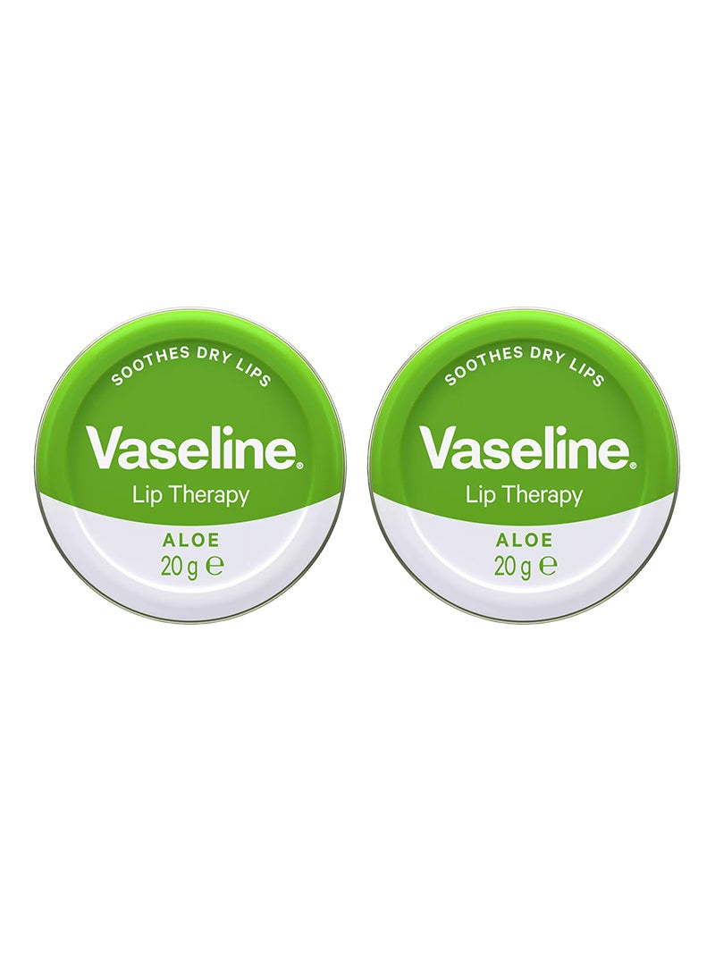 Vaseline Lip Therapy Petroleum Jelly Aloe, Moisturize & Soothes Dry Lips, 20g Pack Of 2