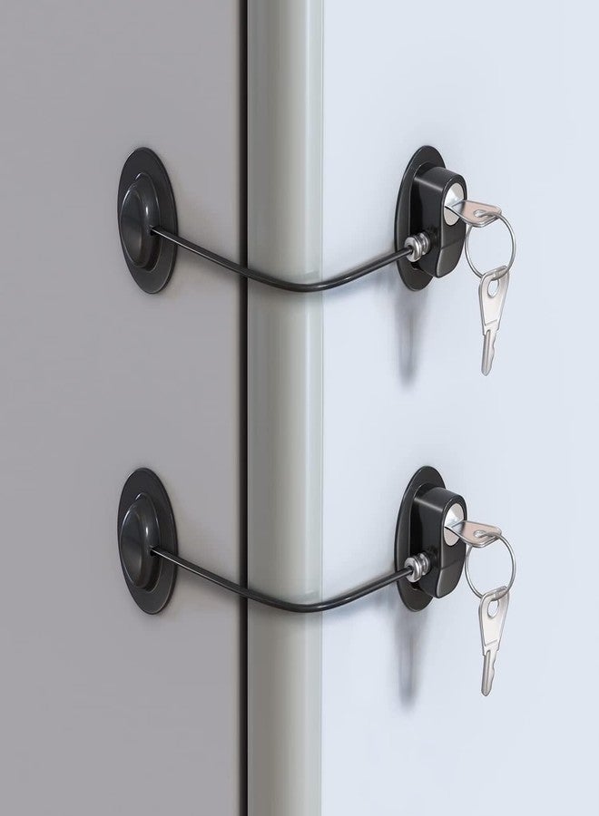 jilra Child Safety Refrigerator Door Lock with Key & Adhesives - Cabinet Restrictor Cable for Baby & Toddler, Lock for Cupboards, Drawers, Fridge & Wardrobe (Black-, Key Lock - 1 Pcs) - Image 1