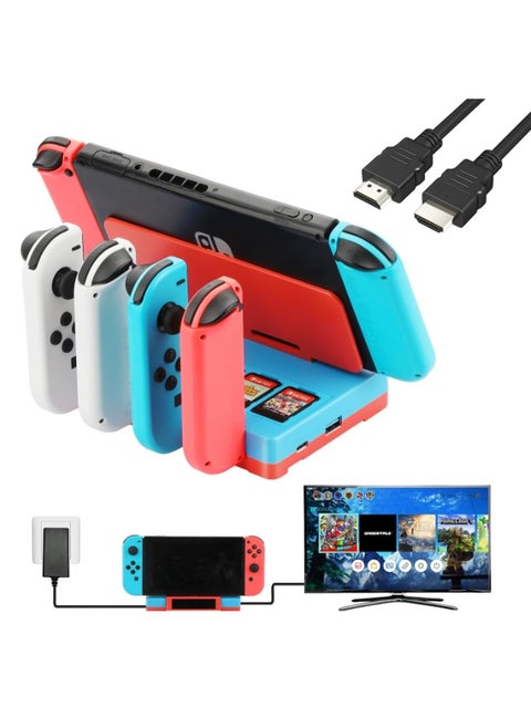 Switch TV Docking Station with Joycon Charger and 4K HDMI, Charging Stand for Switch Controllers with 6 Game Slots