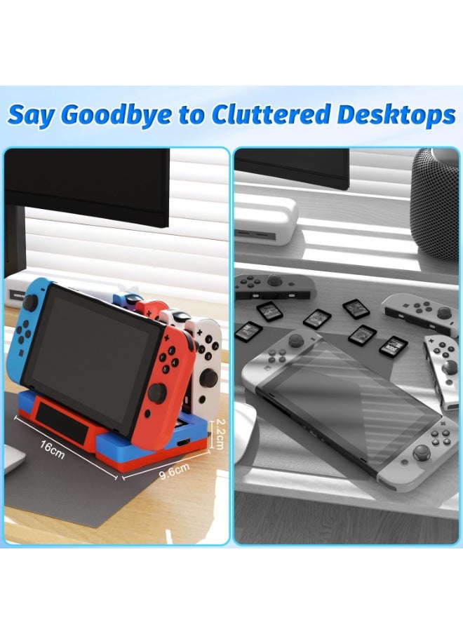 Switch TV Docking Station with Joycon Charger and 4K HDMI, Charging Stand for Switch Controllers with 6 Game Slots