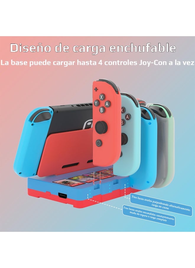 Switch TV Docking Station with Joycon Charger and 4K HDMI, Charging Stand for Switch Controllers with 6 Game Slots