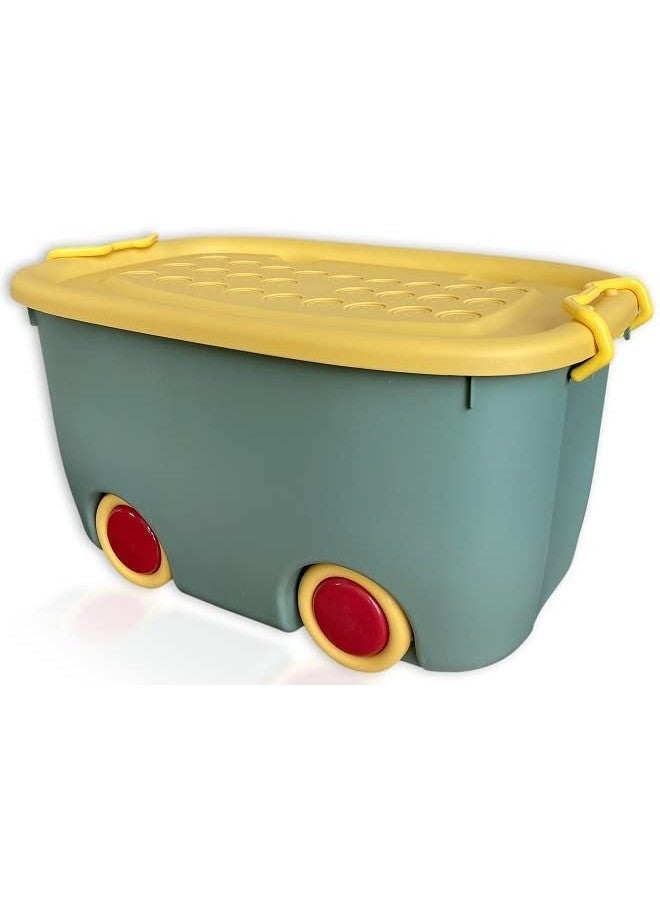 Ash & Roh® Large Plastic Stackable Toy Chest Organizer Storage Rectangular Box with Lid for Kids, Multicolor (1 STORAGE BOX) - Image 1