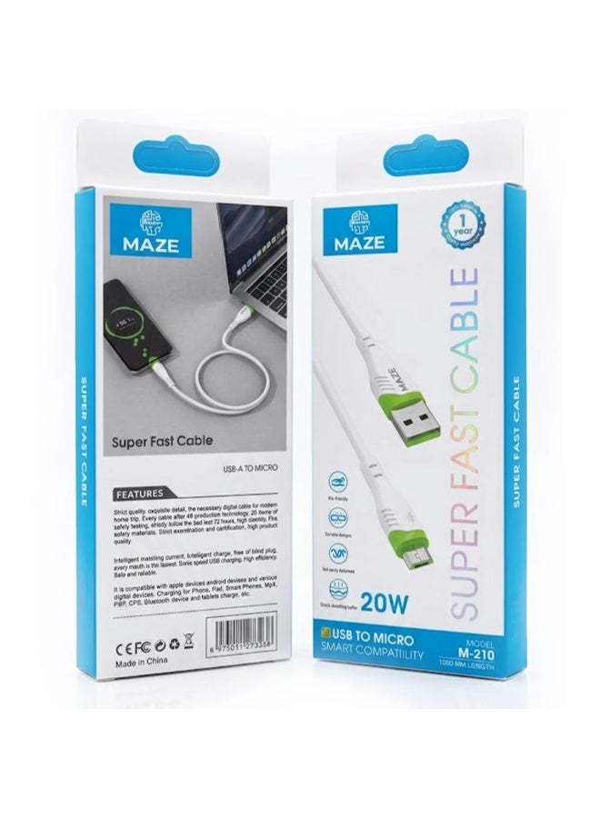 ميذ كابل شحن سريع ونقل بيانات عالي السرعة (20 واط) من USB إلى Micro USB؛ كابل شحن متين من السيليكون مزود بموصلات من سبائك الألومنيوم؛ متوافق مع هواتف أندرويد، والأجهزة اللوحية، وبنوك الطاقة، ومكبرات الصوت، والأجهزة الإلكترونية (طول 1 متر). - Image 3