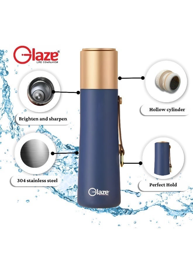 Glaze Water Bottle 304 Stainless Steel Vacuum Insulated Hot & Cold Leak-Proof 500ml Blue - Image 5
