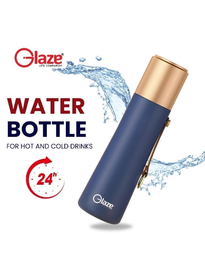 Glaze Water Bottle 304 Stainless Steel Vacuum Insulated Hot & Cold Leak-Proof 500ml Blue - Image 2
