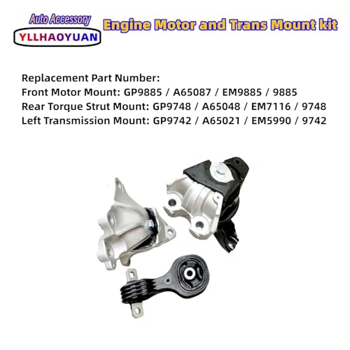 Yllhaoyuan Engine Motor & Transmission Mount 3Pcs Compatible with 2012-2015 Civic Coupe/ Sedan AUTO 1.8L Replacement A65048 A65021 A65087 - Image 3