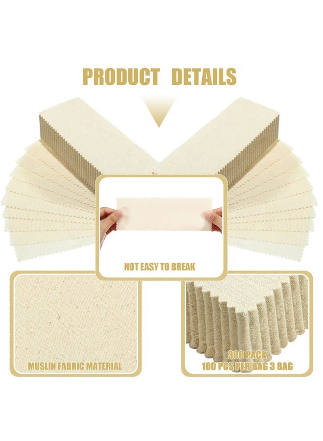 Loopeer 300 Pcs Natural Muslin Epilating Face Wax Strips Hair Removal Eyebrow Precut Body Facial Cotton Wax Cloth Strip for Women Men(8 x 2.8 Inch)  - Image 3