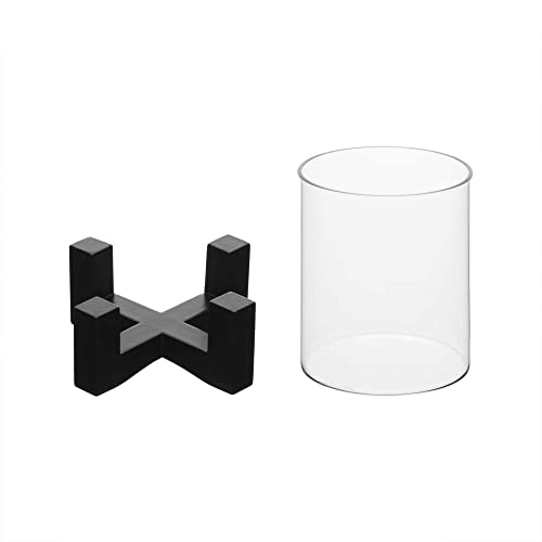 LABZIOHome Decor – Elegant Candle Stand & Flower Vase with Wooden Base & Borosilicate 3.3mm Glass Cylinder (Black, Small) – Diwali & Christmas Gift, Diya Holder & Decorative Showpiece - Image 3