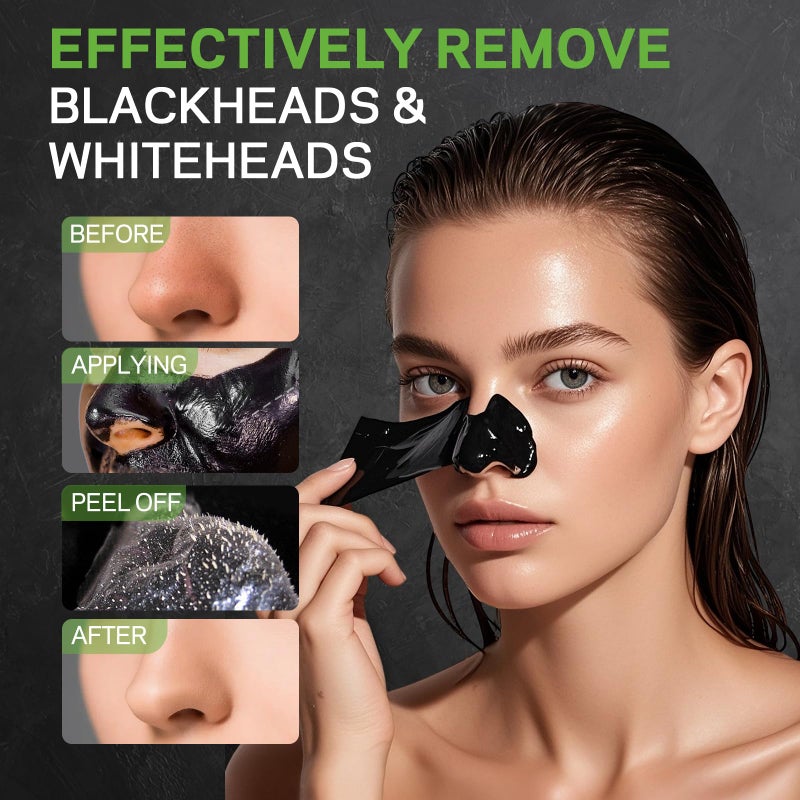 AMOADO Blackhead Remover Mask, Charcoal Peel Off Face Mask Kit, (100g) Deep Pore Cleans,Oil Control, Blackheads Peel Off Black Mask for Men & Women â€“ Includes Brush,Extractor Tool - Image 2