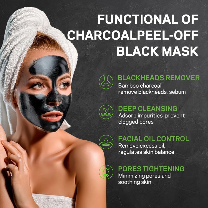 AMOADO Blackhead Remover Mask, Charcoal Peel Off Face Mask Kit, (100g) Deep Pore Cleans,Oil Control, Blackheads Peel Off Black Mask for Men & Women â€“ Includes Brush,Extractor Tool - Image 4