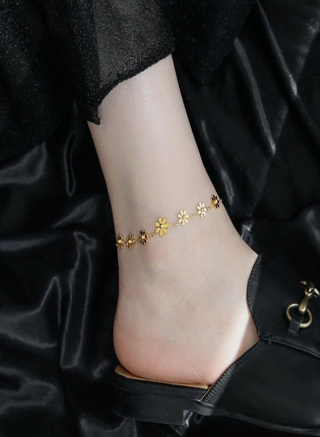 Aaishwarya 18K Gold Plated, Waterproof, Anti-Tarnish, Titanium Steel, Floral Charm Anklet| Gift for Women and Girls - Image 5