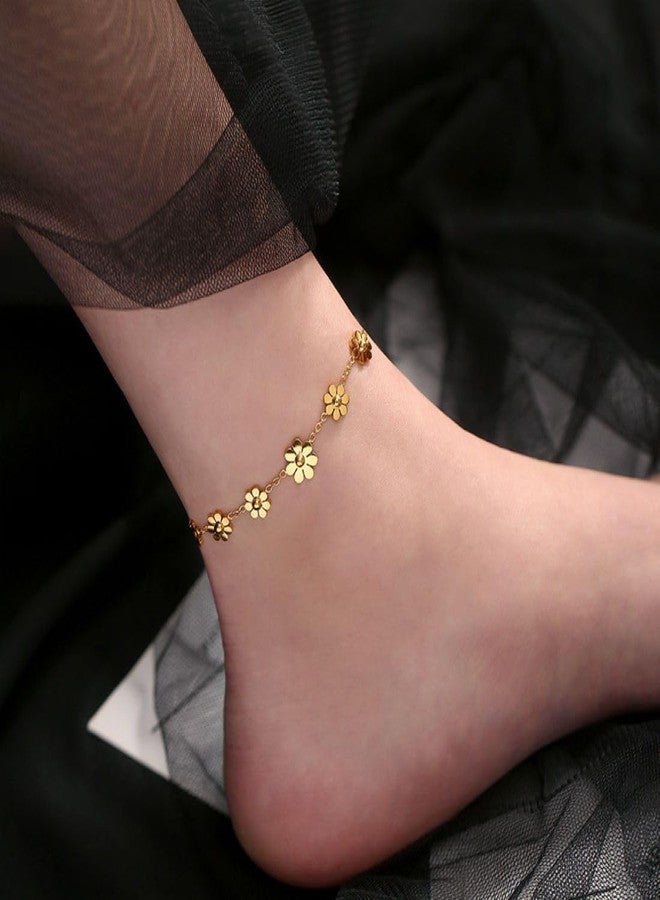 Aaishwarya 18K Gold Plated, Waterproof, Anti-Tarnish, Titanium Steel, Floral Charm Anklet| Gift for Women and Girls - Image 2