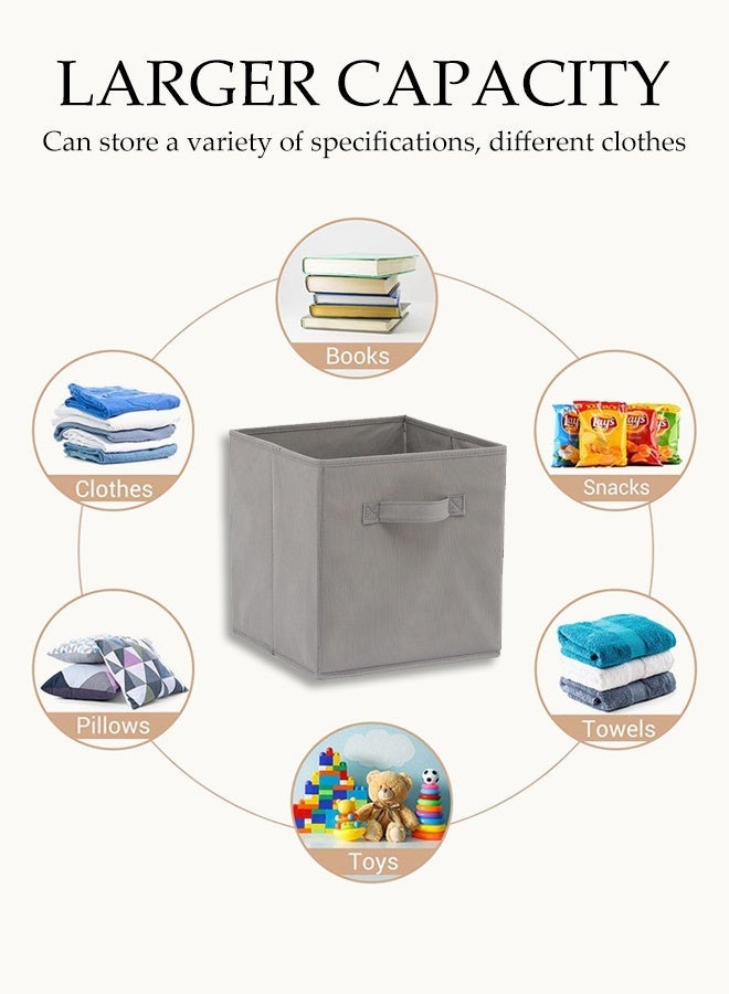 DUNISO Collapsible Fabric Storage Cubes Organizer with Handles,Set of 3 Grey Storage Cubes  Fabric Bins with Handles for Clothes Toys Books Organization(30x30x30 cm) - Image 5