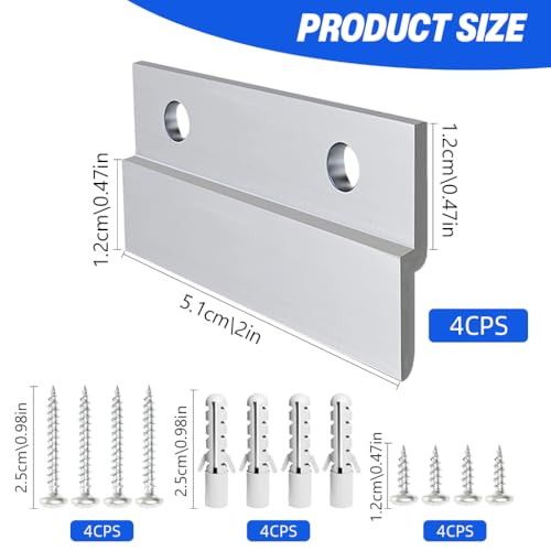 Serplex® Cleat Hanger Kit 2 inch 2 Pairs 30lb Z Hanging Heavy Picture Mirror Frame Wall Mounting Bracket Aluminum Hardware Duty Hooks Drywall Clips Large Canvas Painting Headboard Whiteboard, Metallic - Image 2