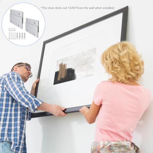 Serplex® Cleat Hanger Kit 2 inch 2 Pairs 30lb Z Hanging Heavy Picture Mirror Frame Wall Mounting Bracket Aluminum Hardware Duty Hooks Drywall Clips Large Canvas Painting Headboard Whiteboard, Metallic - Image 5