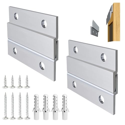 Serplex® Cleat Hanger Kit 2 inch 2 Pairs 30lb Z Hanging Heavy Picture Mirror Frame Wall Mounting Bracket Aluminum Hardware Duty Hooks Drywall Clips Large Canvas Painting Headboard Whiteboard, Metallic - Image 1