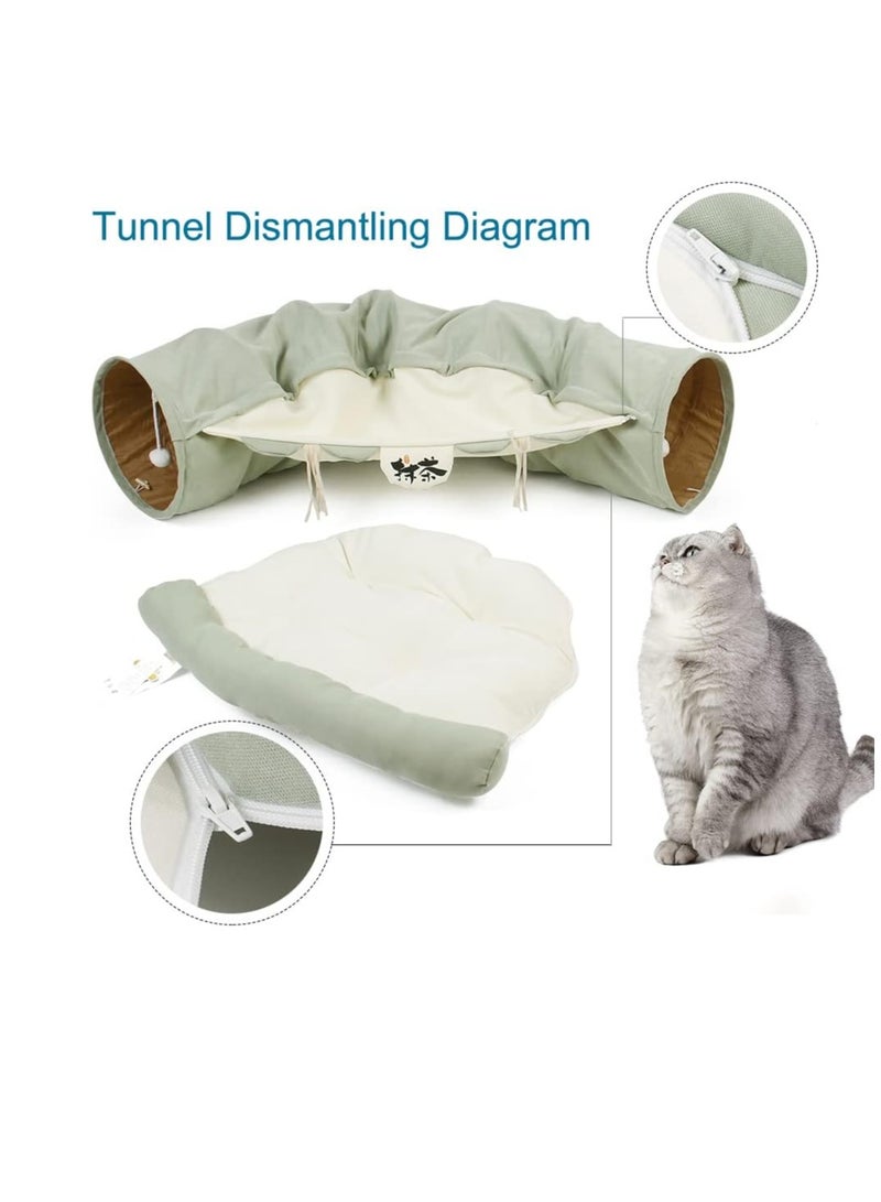 A.M Cat Tunnel Bed,Removable and Washable Cat Toys Tunnel, Premium Multifunction 2-in-1 Pet Tunnel Tube 4 Colors (Green, Matcha) - Image 3