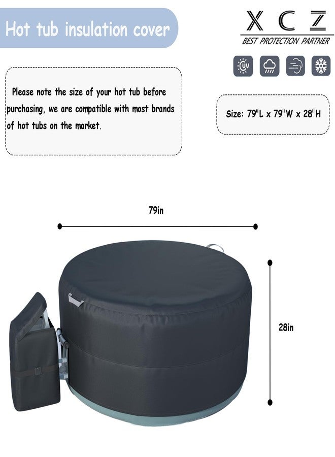 XCZ Hot Tub Cover, Round Hot tub Cover, Insulated, Energy efficient, Thermal Cover, Full Cover, with Outdoor spa Pump Cover, Suitable for 77 * 77 * 28inch Round spa (Black, Cover only) - Image 2