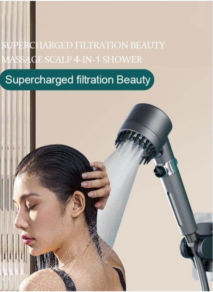 JAJEEK "NEW High Pressure Shower Head with Scalp Massager & Shampoo Brush – 4-in-1 Detachable Set for Hair & Skin Care" - Image 2