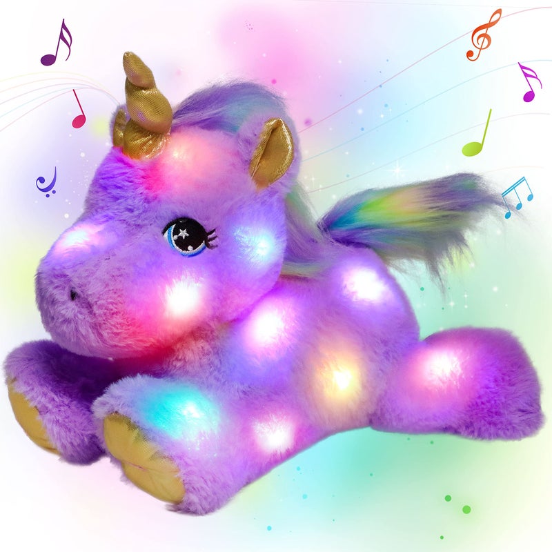 Cuteoy Glowing LED Lightup Purple Unicorn Nightlight Toys Musical Plush Stuffed Animal Singing Lullabies Birthday Christmas Plushies Gifts for Kids Boys Girls13 - Image 3