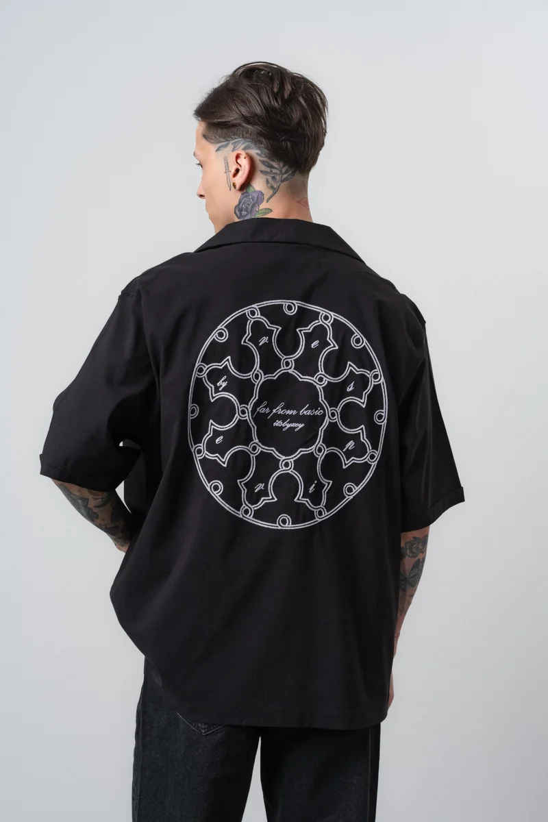 RESPIRE Men's Itsbyzey Embroidered Oversize Shirt Black