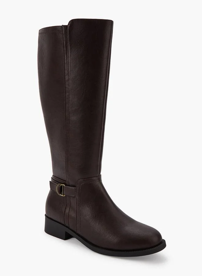 Flora Bella By Shoexpress Buckle Detail High Shaft Boots with Zip Closure